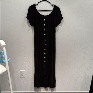 Black Summer Button-Down Dress